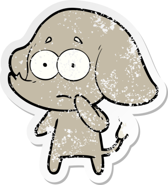 Bir insan tarafından çizilmiş belirsiz bir filin sıkıntılı çıkartması.