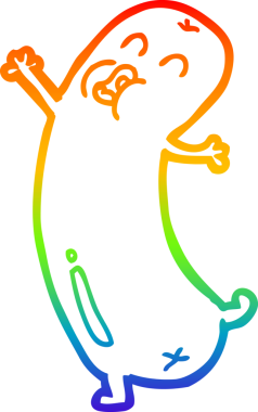 gökkuşağı gradyan çizimi bir insan tarafından çizilmiş dans eden bir sosis