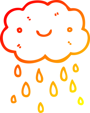 Bir insan tarafından çizilmiş sevimli bir karikatür bulutunun sıcak gradyan çizimi