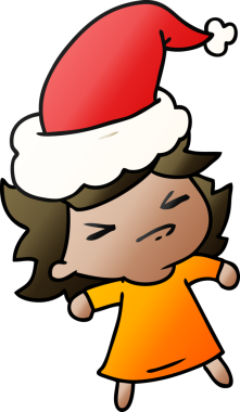 Bir insan tarafından çizilmiş Kawai kızının el çizimi gradyan çizgi filmi.