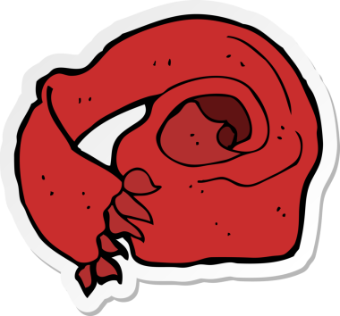 Bir insan tarafından çizilmiş karikatür eşarbının çıkartması.