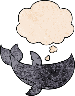 Düşünce baloncuğu olan çizgi film köpekbalığı bir insan tarafından çizilmiş.