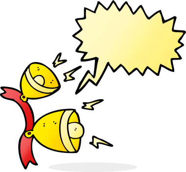 Bir insan tarafından çizilmiş serbest konuşma balonu karikatürü jingle çanları