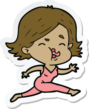 Bir insan tarafından çizilmiş bir karikatür kızının çıkartması.