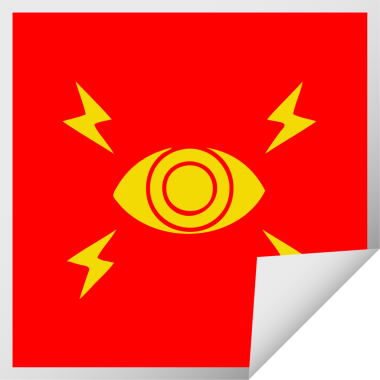 Bir insan tarafından çizilmiş mistik bir gözün kare soyulmuş çıkartması.