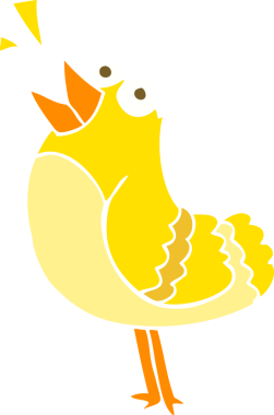 Bir insan tarafından çizilen kuşun düz renk çizimi