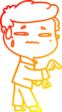 Bir insan tarafından çizilmiş endişeli bir adamın çizgi film çizimi.