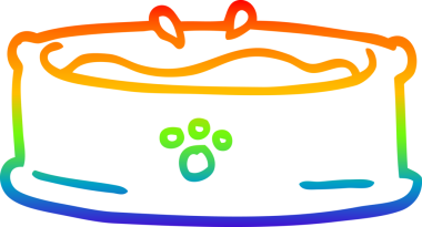 Gökkuşağı gradyan çizgisi bir insan tarafından çizilmiş evcil hayvan kasesinin çizimi