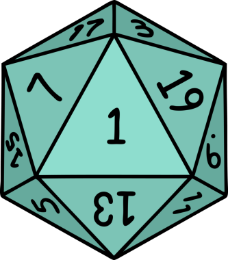 Retro Dövme Biçimi Doğal 1D20 zar bir insan tarafından çizildi