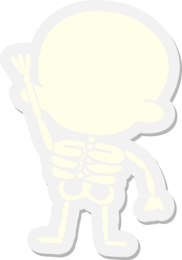 Bir insan tarafından çizilmiş iskelet el sallama etiketi.