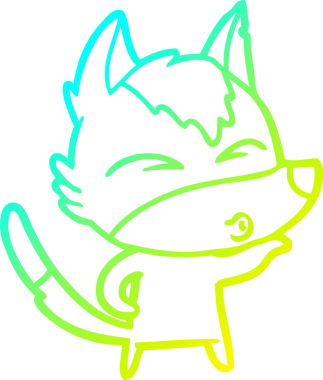 Bir insan tarafından çizilmiş bir kurt çizgi filminin soğuk çizgi çizimi.