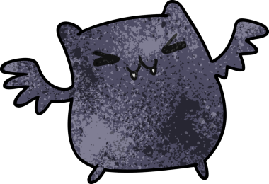 Bir insan tarafından çizilmiş kawaii sevimli yarasasının desenli çizimi