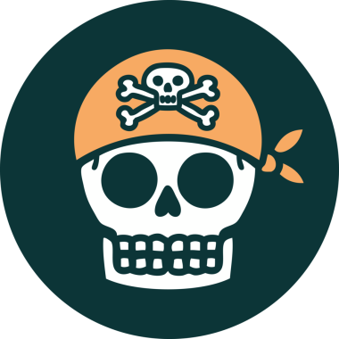 Bir insan tarafından çizilmiş korsan kafatası simgesi.