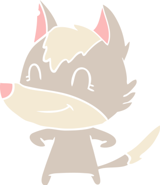 Bir insan tarafından çizilmiş düz renkli çizgi film kurdu.