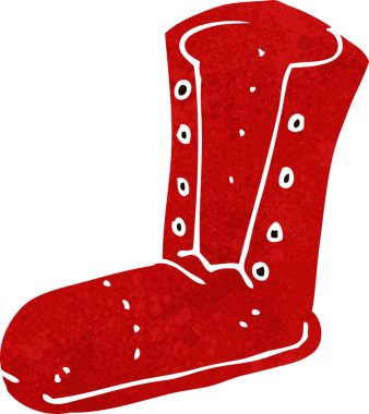 Bir insan tarafından çizilmiş eski çizmeler.