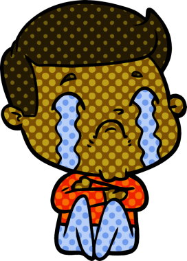 Bir insan tarafından çizilmiş ağlayan çizgi film adamı.