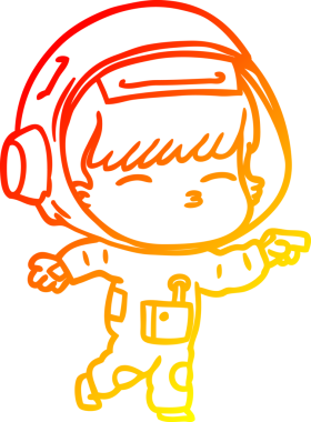 Bir insan tarafından çizilen çizgi film meraklısı astronotun sıcak gradyan çizimi