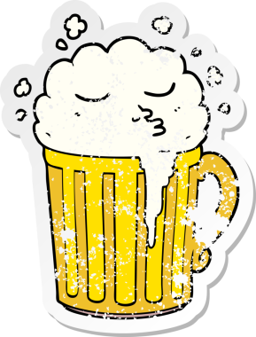 Bir insan tarafından çizilmiş bira bardağının sıkıntılı çıkartması.