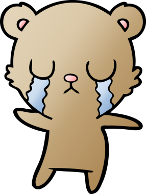 Bir insan tarafından çizilmiş ağlayan ayı karikatürü.