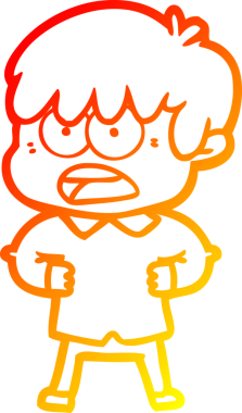 Bir insan tarafından çizilmiş endişeli bir çizgi film çocuğu çizimi.