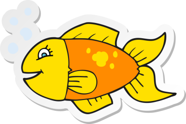 Bir insan tarafından çizilmiş karikatür balığının çıkartması.