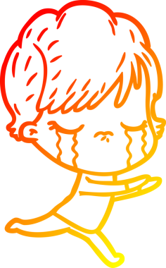 Bir insan tarafından çizilmiş, ağlayan bir çizgi kadın çizimi.