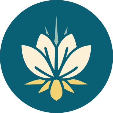 Bir insan tarafından çizilmiş bir nilüfer çiçeğinin ikonik dövme şekli