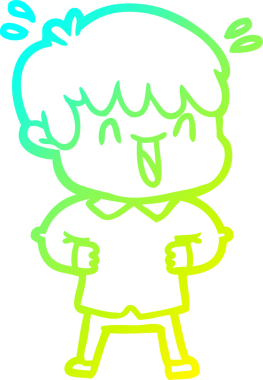 Bir insan tarafından çizilmiş gülen bir çizgi film karakteri çizimi.