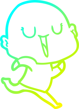 Bir insan tarafından çizilmiş, mutlu, kel bir adamın çizdiği soğuk çizgi.