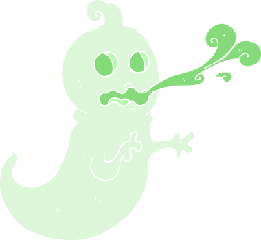 Bir insan tarafından çizilmiş sümüksü hayaletin düz renk çizimi