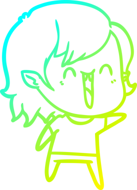 Bir insan tarafından çizilen mutlu vampir kız çizgi filminin soğuk gradyanı.