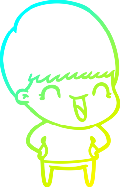 Bir insan tarafından çizilmiş mutlu çizgi film çocuğu çizimi.