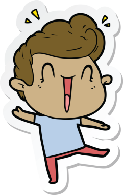 Bir insan tarafından çizilmiş heyecanlı bir adamın çıkartması.