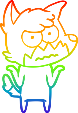 Gökkuşağı gradyan çizgi çizimi bir insan tarafından çizilmiş bir tilki