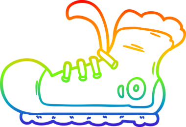 gökkuşağı gradyan çizgisi bir insan tarafından çizilmiş bir spor ayakkabısı çizimi