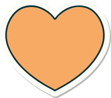 Bir insan tarafından çizilmiş geleneksel bir kalp şeklinde dövme çıkartması.