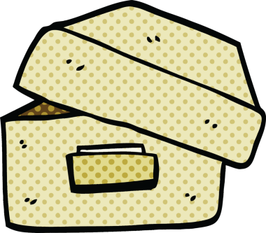 bir insan tarafından çizilmiş çizgi roman tarzı eski dosya kutusu