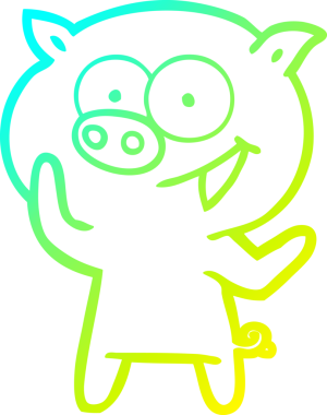 Bir insan tarafından çizilmiş neşeli bir domuz çizgi filmi.