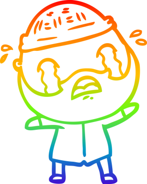 Bir insan tarafından çizilmiş ağlayan sakallı bir adamın çizimi.