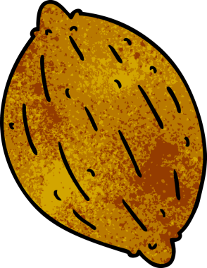 bir insan tarafından çizilmiş tek bir cevizin desenli çizimi