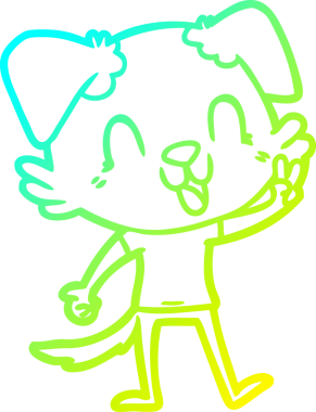 Bir insan tarafından çizilmiş gülen çizgi film köpeğinin soğuk çizgisi.