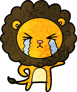 Bir insan tarafından çizilmiş ağlayan bir aslan.