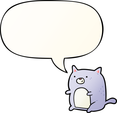 bir insan tarafından çizilmiş yumuşak eğimli konuşma baloncuklu çizgi film kedisi