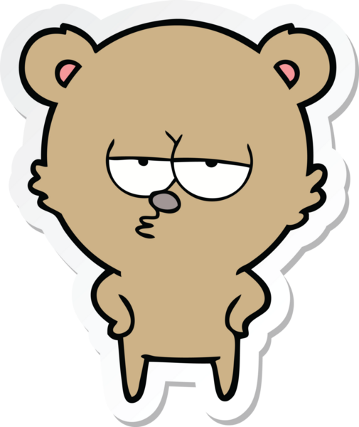 Bir insan tarafından çizilmiş sıkılmış bir ayı çizgi filminin çıkartması.