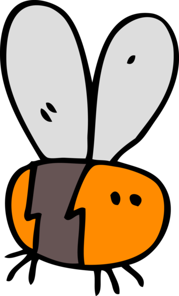 Bir insan tarafından çizilmiş çizgi film arısı.