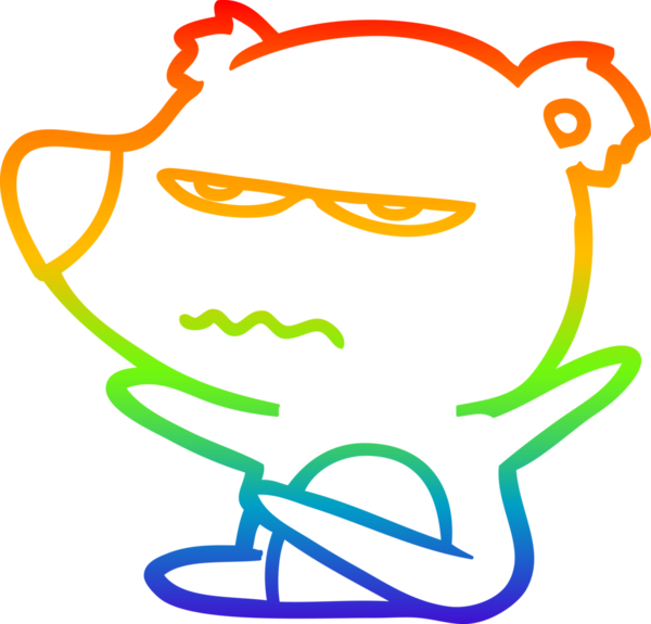 Bir insan tarafından çizilmiş kızgın ayı karikatürünün gökkuşağı gradyanı