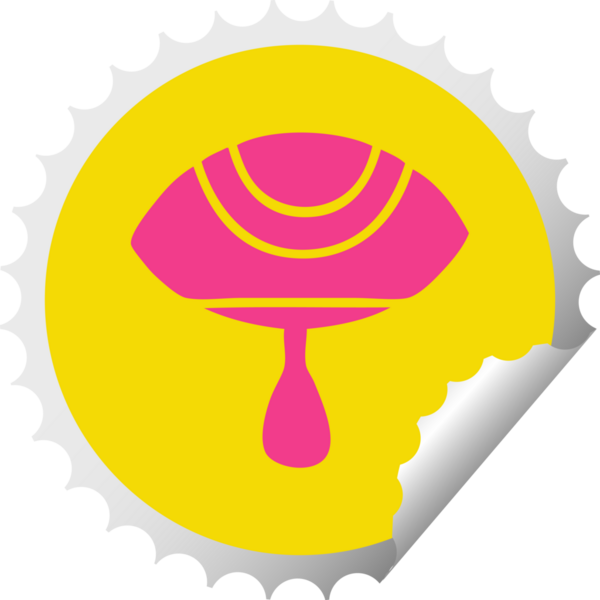 Bir insan tarafından çizilmiş ağlayan bir gözün dairesel soyma etiketi.