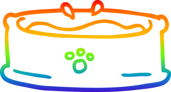 Gökkuşağı gradyan çizgisi bir insan tarafından çizilmiş evcil hayvan kasesinin çizimi