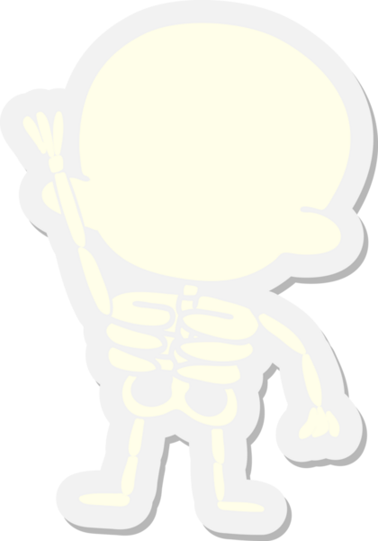 Bir insan tarafından çizilmiş iskelet el sallama etiketi.