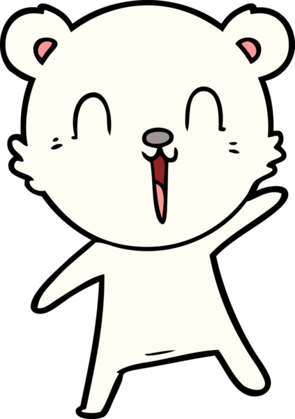 Bir insan tarafından çizilmiş mutlu kutup ayısı çizgi filmi.